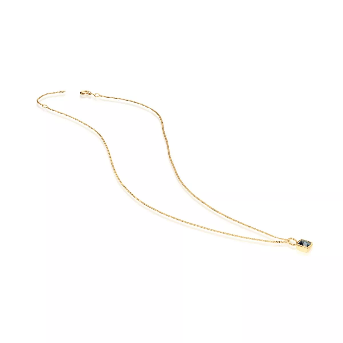Coliere - Lant cu pandantiv Eva Nobile cu London topaz, din aur galben de 14K, cellini.ro