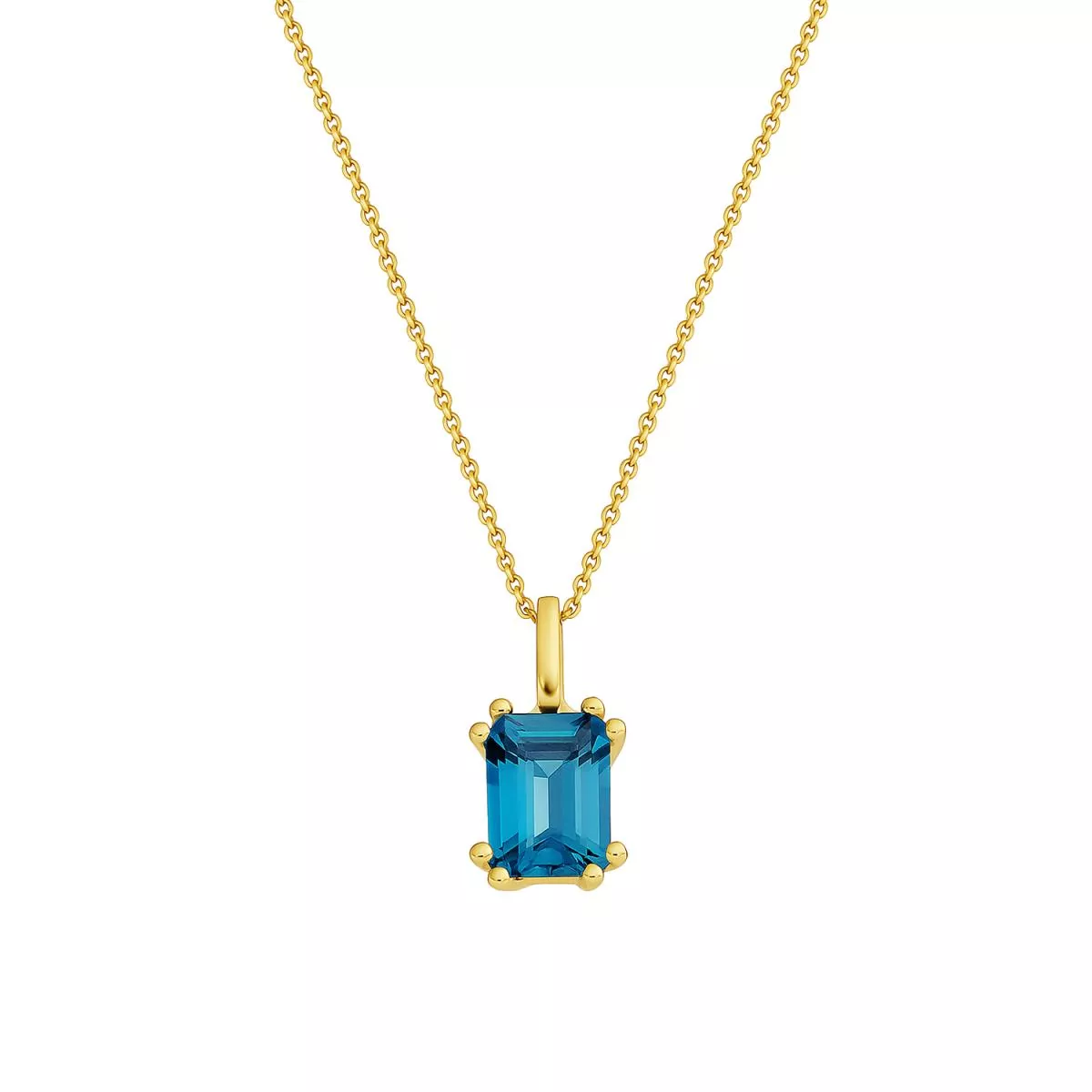 Lant cu pandantiv Eva Nobile cu London topaz, din aur galben de 14K