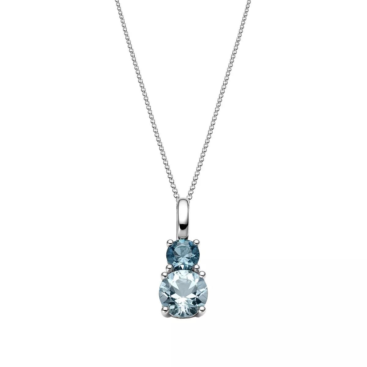 Lant cu pandantiv Eva Nobile cu London topaz si bleu topaz, din aur alb de 14K