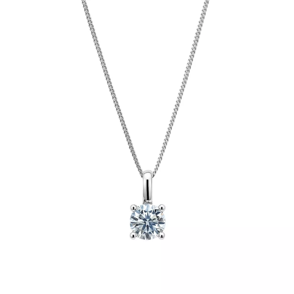 Lant cu pandantiv Eva Nobile cu zircon, din aur alb de 14K