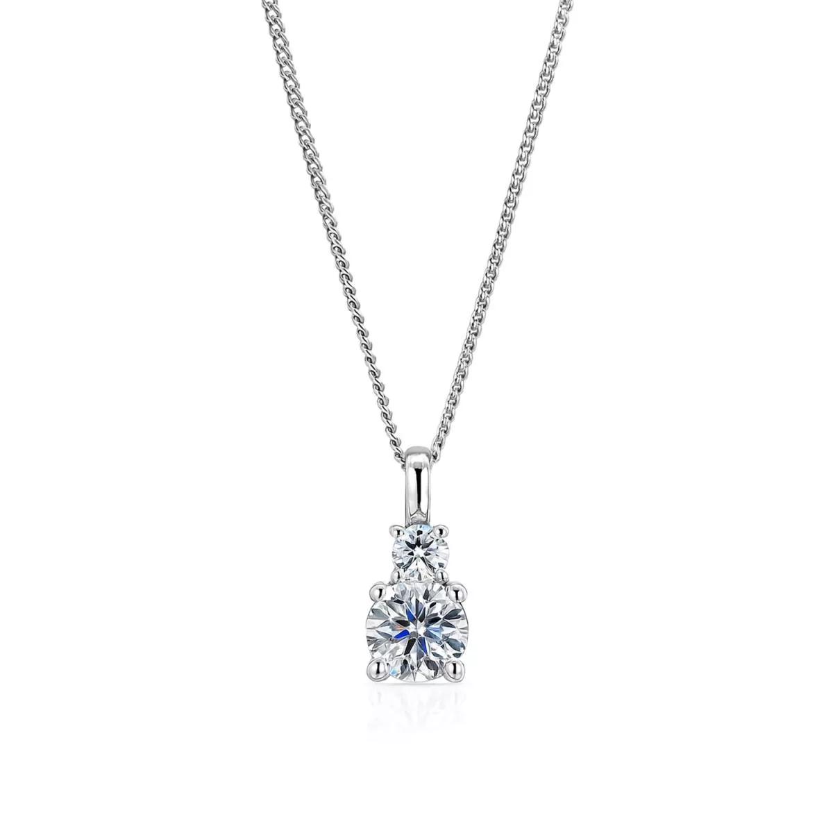 Lant cu pandantiv Eva Nobile cu zircon, din aur alb de 14K