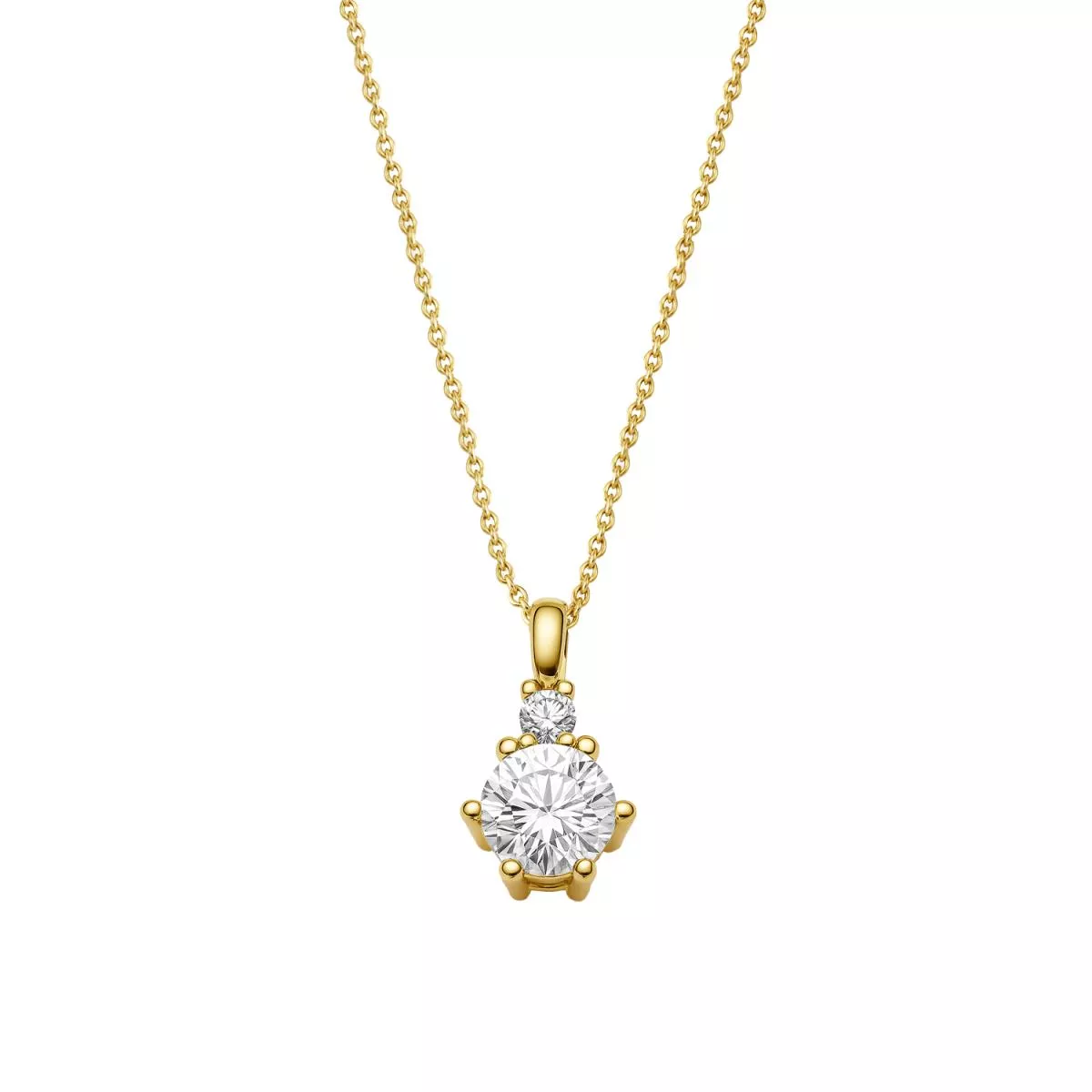 Lant cu pandantiv Eva Nobile cu zircon, din aur galben de 14K