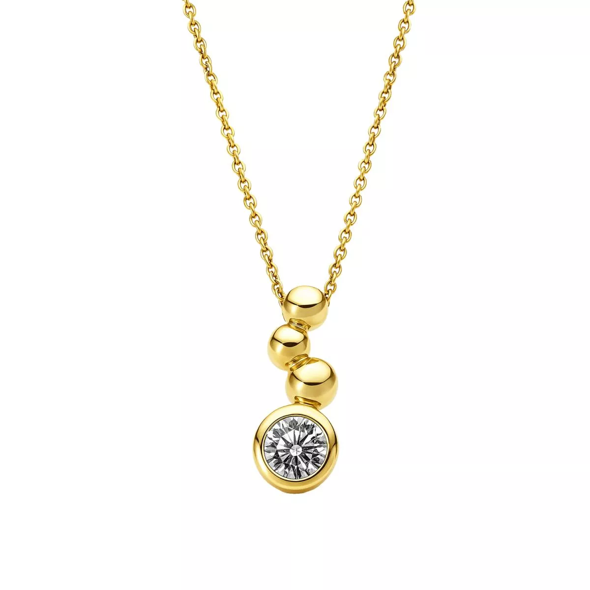 Lant cu pandantiv Eva Nobile cu zircon, din aur galben de 14K