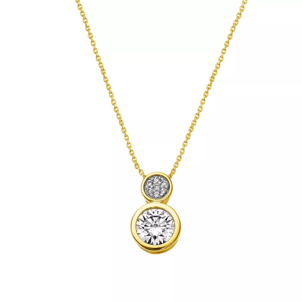 Lant cu pandantiv Eva Nobile cu zircon, din aur galben de 14K