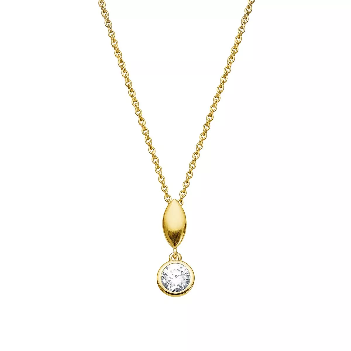 Lant cu pandantiv Eva Nobile cu zircon, din aur galben de 14K