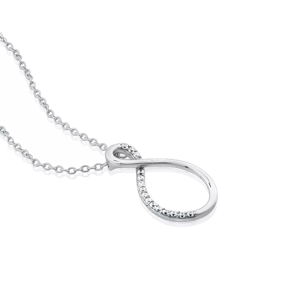 Coliere - Lant cu pandantiv  Eva Nobile cu zircon, din aur alb  de 18K, cellini.ro