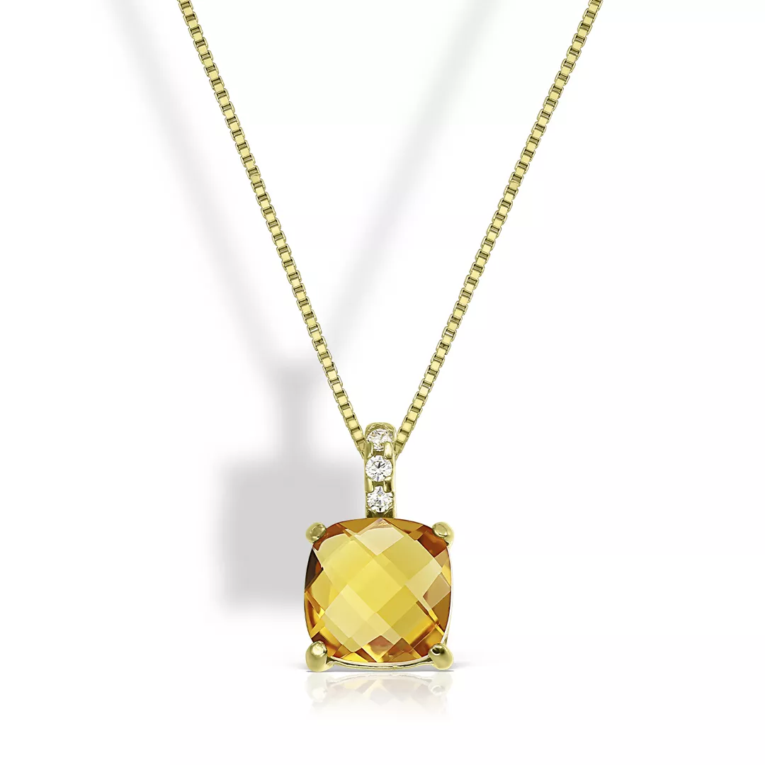 Lant cu pandantiv Eva Nobile cu citrin si zircon, din aur galben de 18K