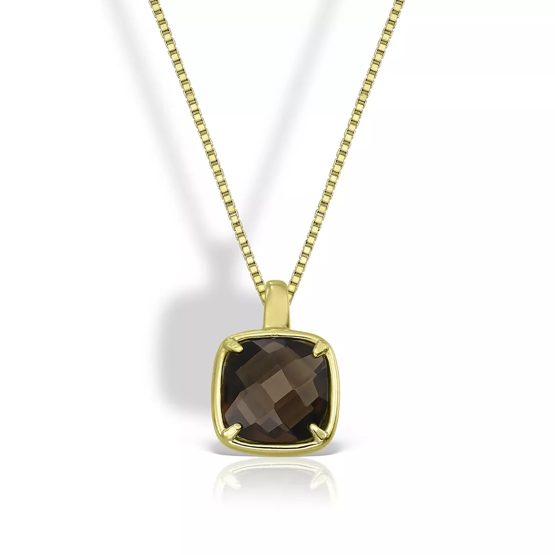 Lant cu pandantiv  Eva Nobile cu quartz, din aur galben de 18K