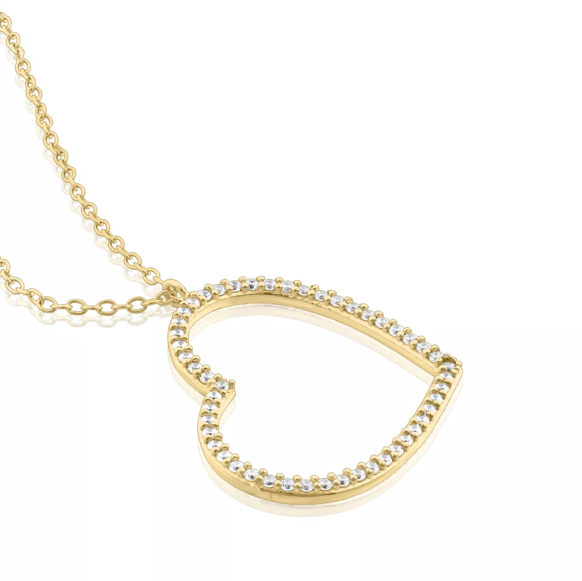 Coliere - Lant cu pandantiv  Eva Nobile cu zircon, din aur galben de 18K, cellini.ro