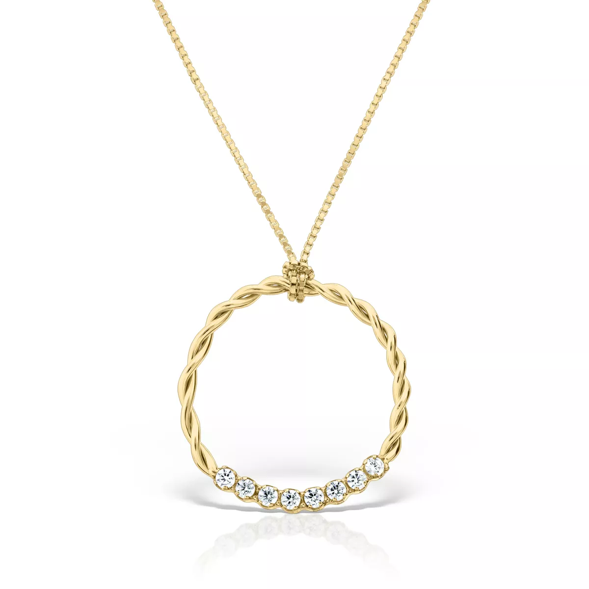 Lant cu pandantiv  Eva Nobile cu zircon, din aur galben de 18K
