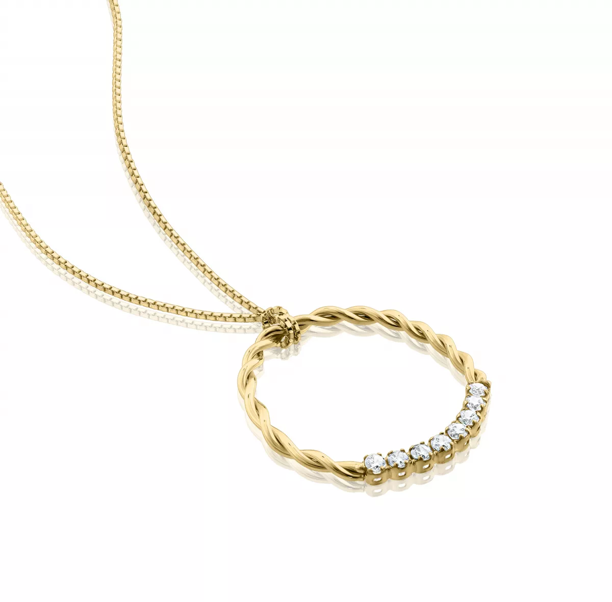 Coliere - Lant cu pandantiv  Eva Nobile cu zircon, din aur galben de 18K, cellini.ro