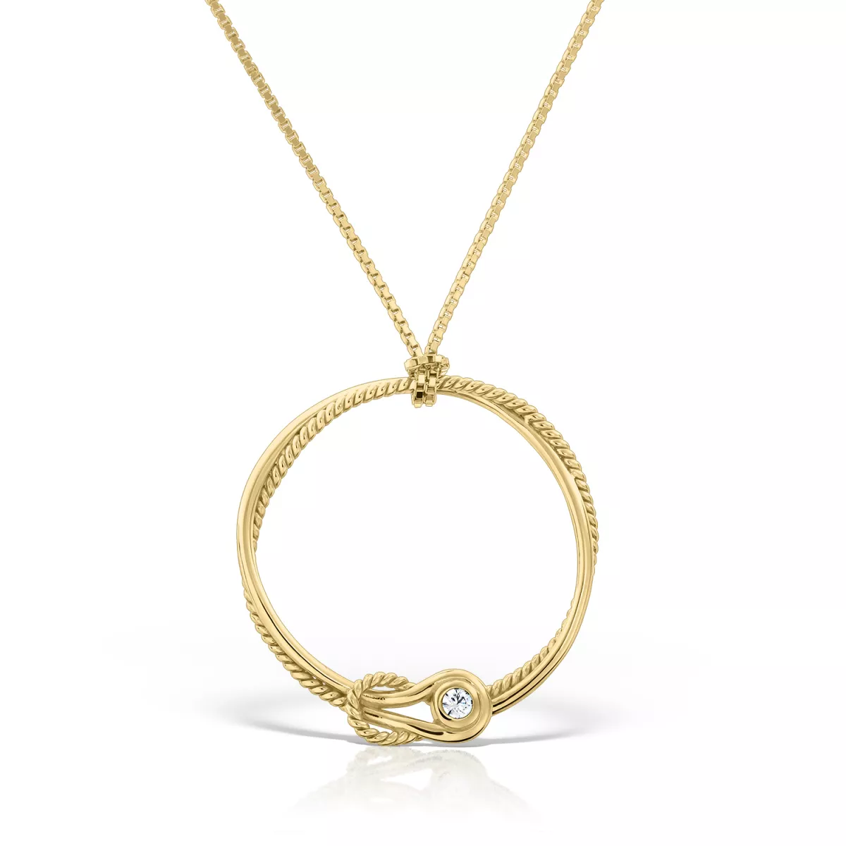 Lant cu pandantiv  Eva Nobile cu zircon, din aur galben de 18K