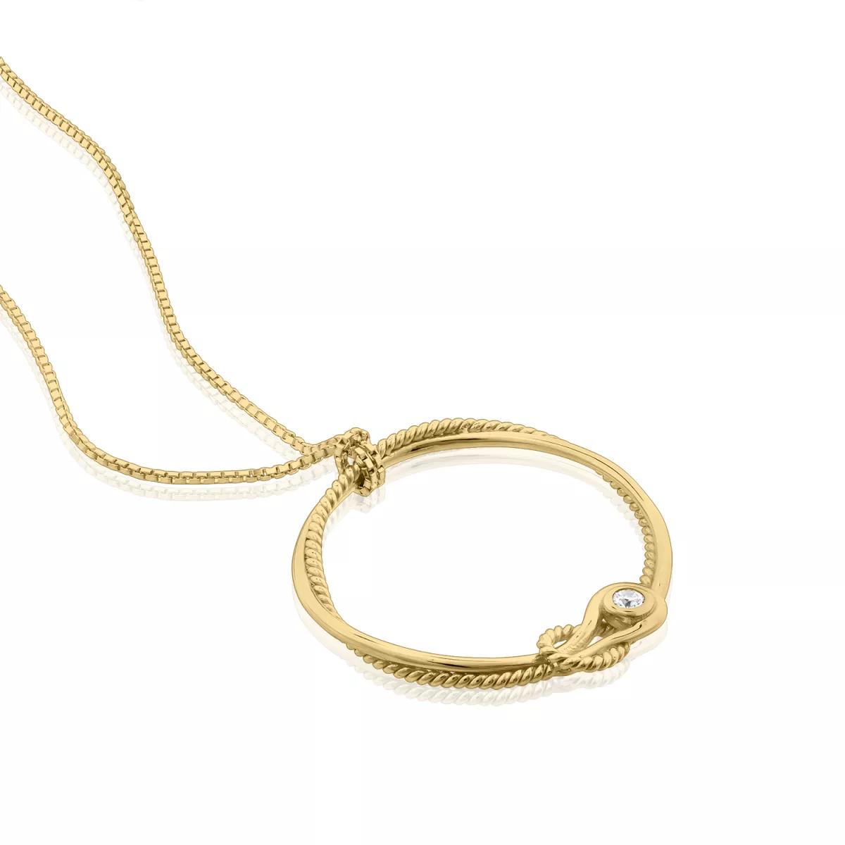 Coliere - Lant cu pandantiv  Eva Nobile cu zircon, din aur galben de 18K, cellini.ro