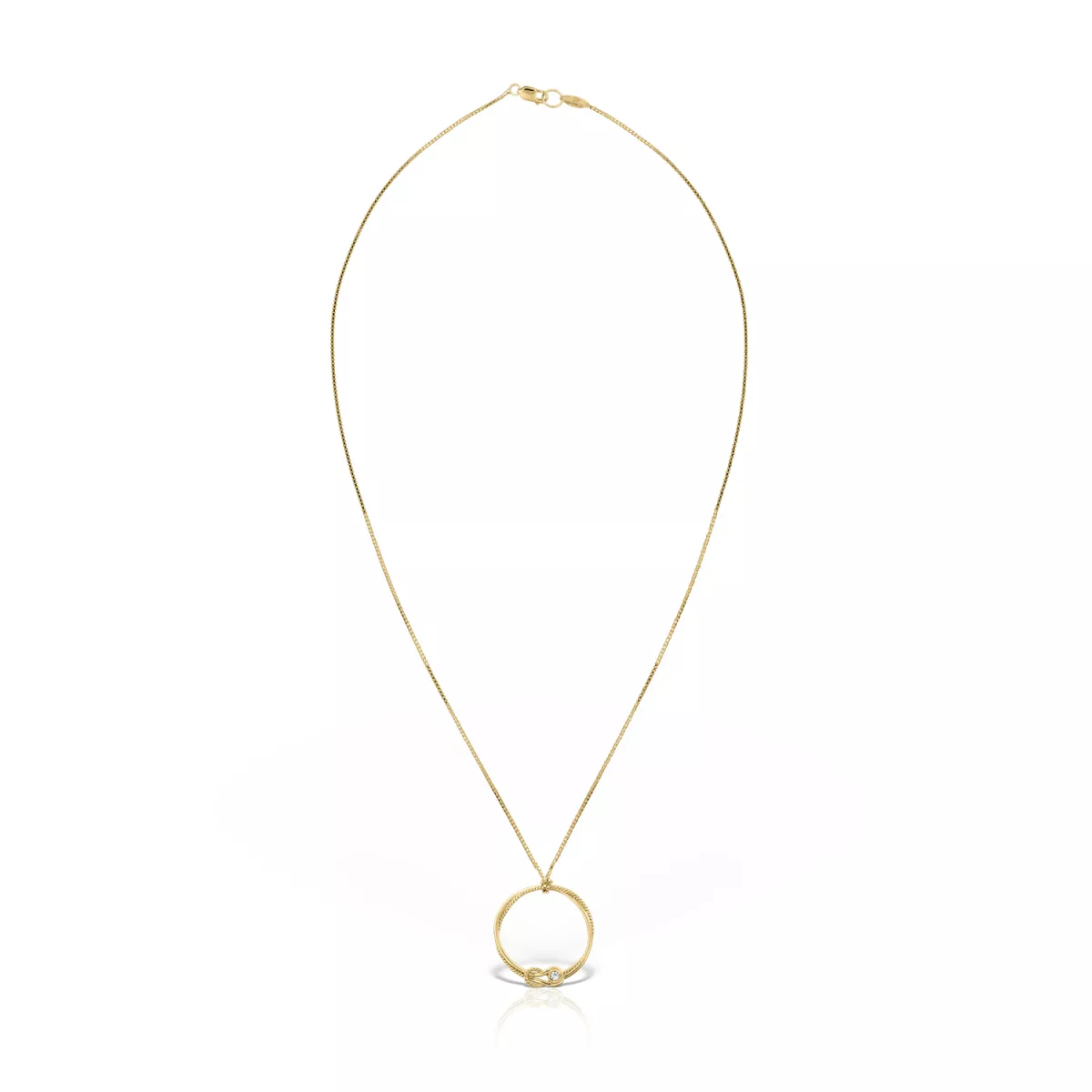 Lant cu pandantiv  Eva Nobile cu zircon, din aur galben de 18K