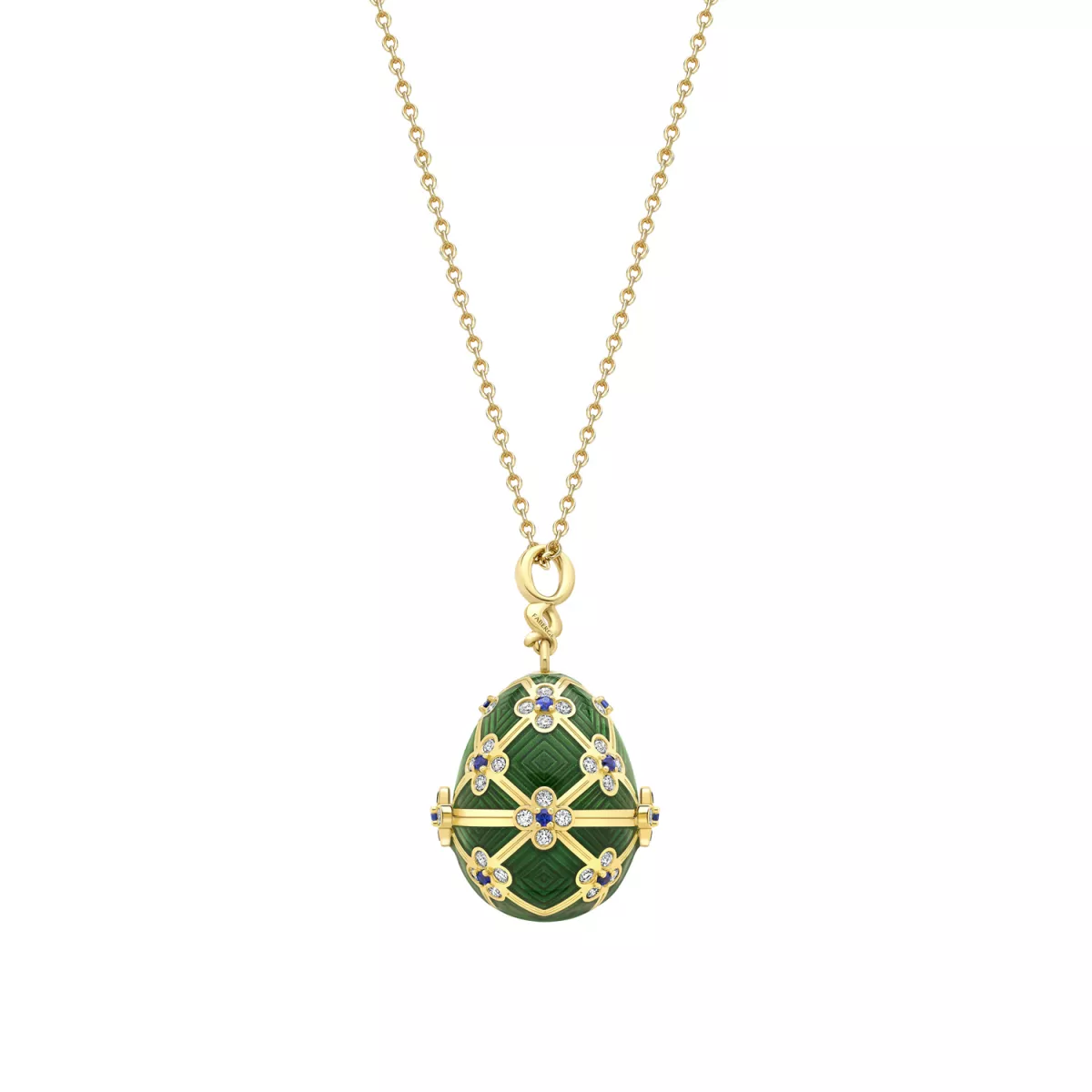 Coliere - Colier  Faberg&eacute; cu diamante si safire, din aur galben de 18K, cellini.ro