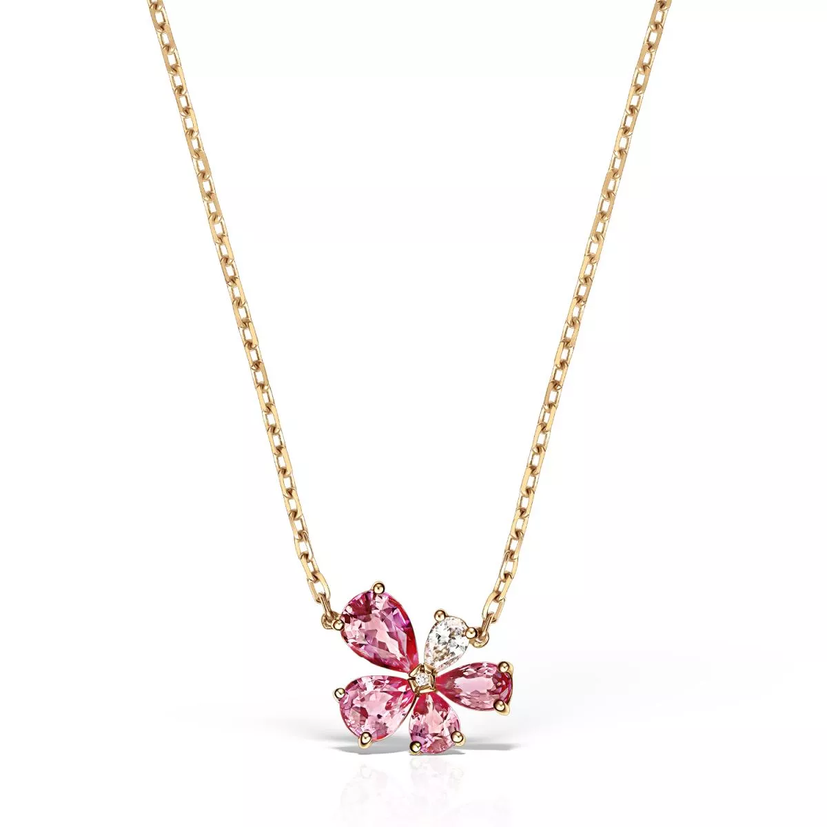 Lant cu pandantiv Gismondi cu safire si diamante, din aur roz de 18K