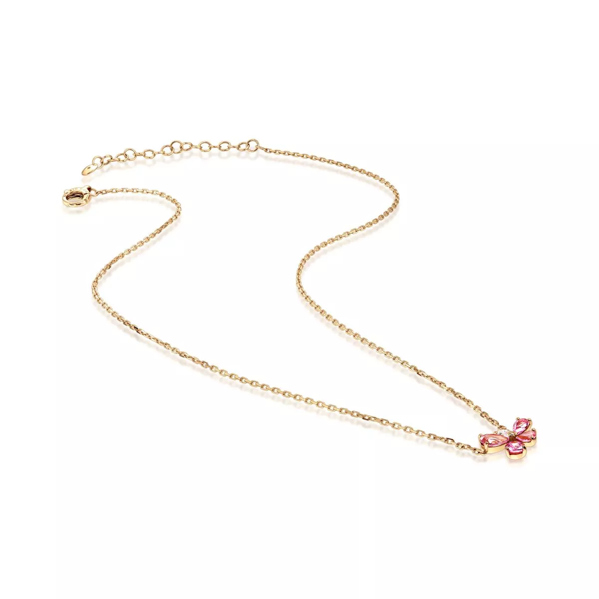 Coliere - Lant cu pandantiv Gismondi cu safire si diamante, din aur roz de 18K, cellini.ro