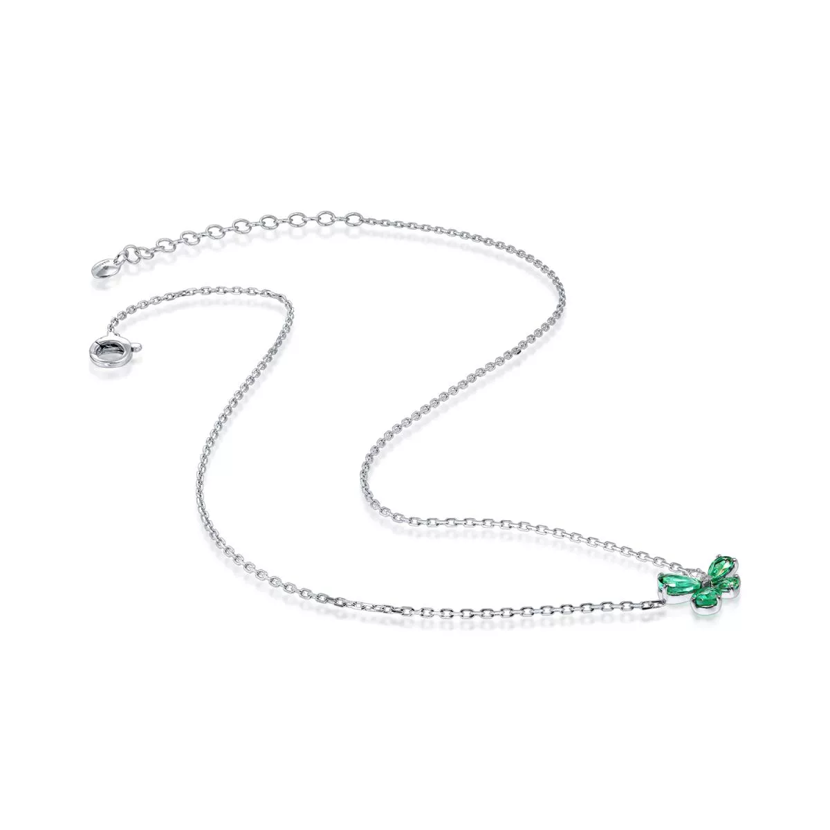 Coliere - Lant cu pandantiv Gismondi cu smaralde si diamante, din aur alb de 18K, cellini.ro