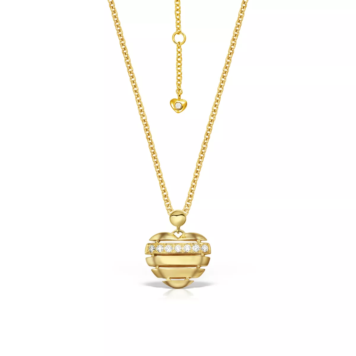 Lant cu pandantiv Inima Honesty Hearts cu diamante, din aur galben de 18K