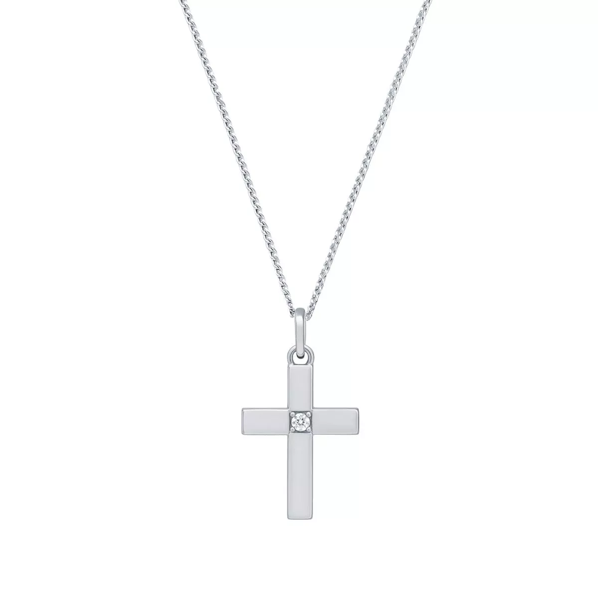 Lant cu pandantiv Maria Granacci cu diamant, din aur alb de 14K