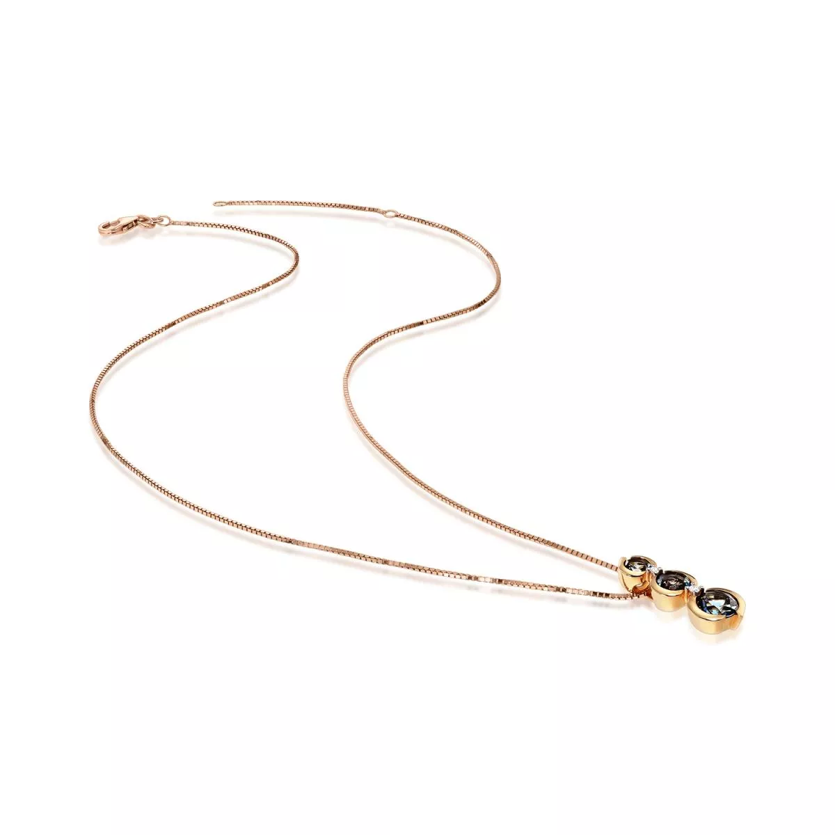 Coliere - Lant cu pandantiv Maria Granacci cu London topaz si diamante, din aur roz de 18K, cellini.ro