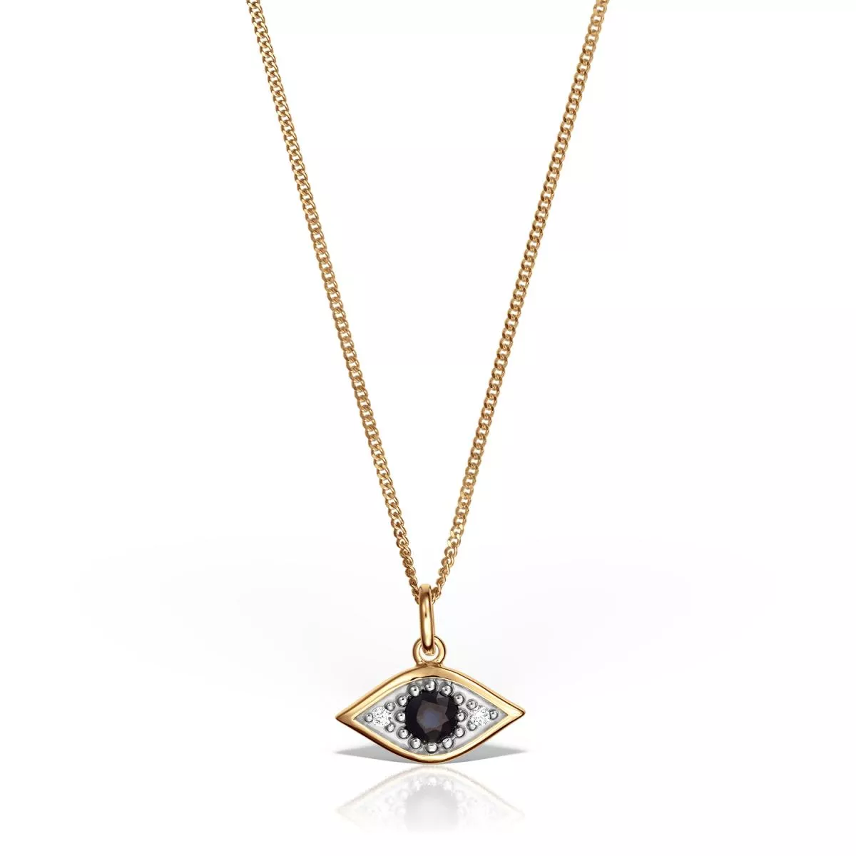 Lant cu pandantiv Maria Granacci cu safir si diamant, din aur galben de 14K