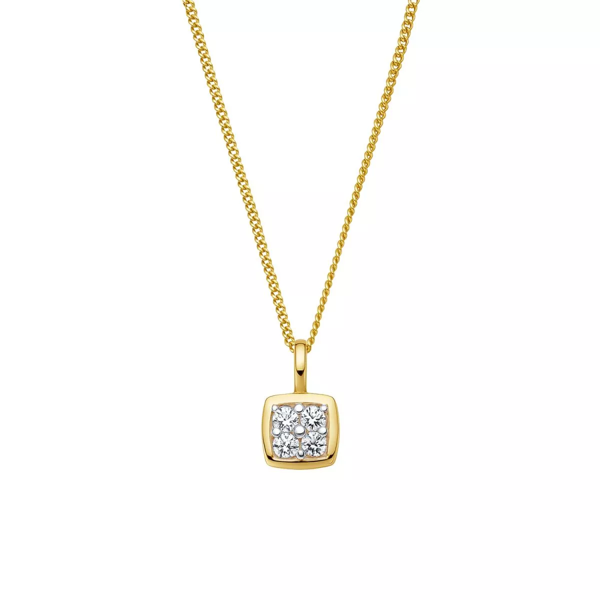 Lant cu pandantiv Maria Granacci cu zircon, din aur galben de 14K