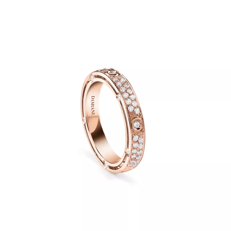 Verighete  Damiani D.Side cu diamante, din aur roz de 18K