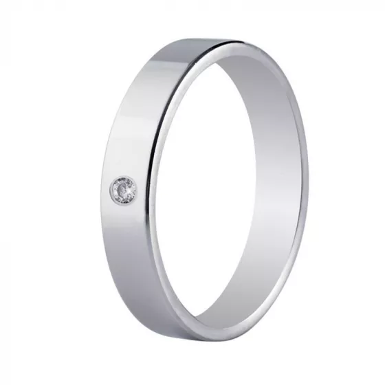 Verighete Cellini cu diamant, din aur alb de 18K