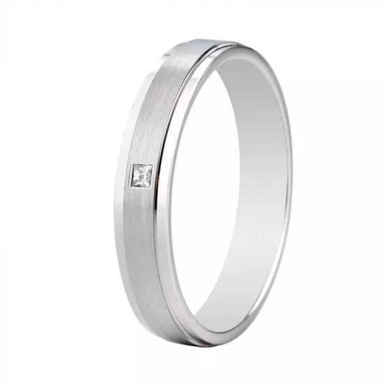Verighete Insieme cu diamant, din aur alb de 18K