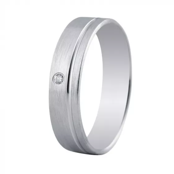 Verighete Cellini cu diamant, din aur alb de 18K
