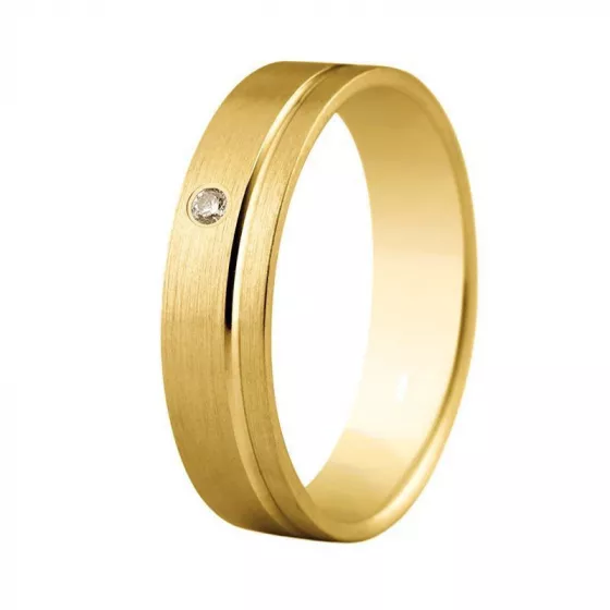 Verighete Insieme cu diamant, din aur galben de 18K