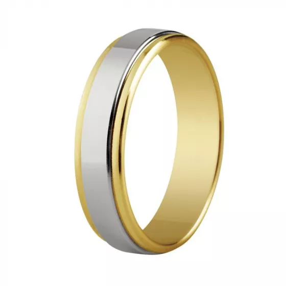 Verighete Insieme, din aur alb si aur galben de 18K