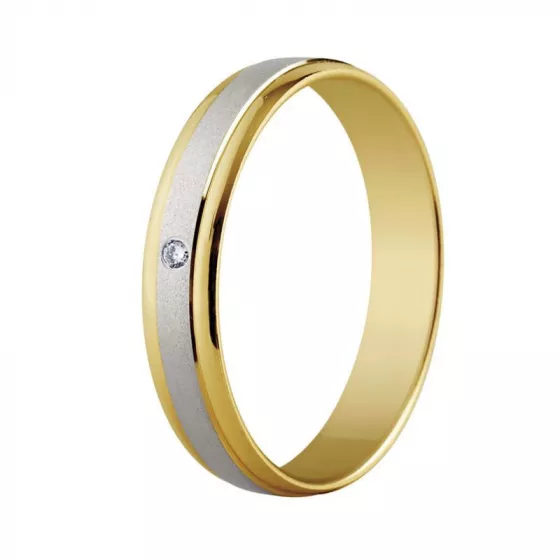 Verighete Insieme cu diamant, din aur alb si aur galben de 18K
