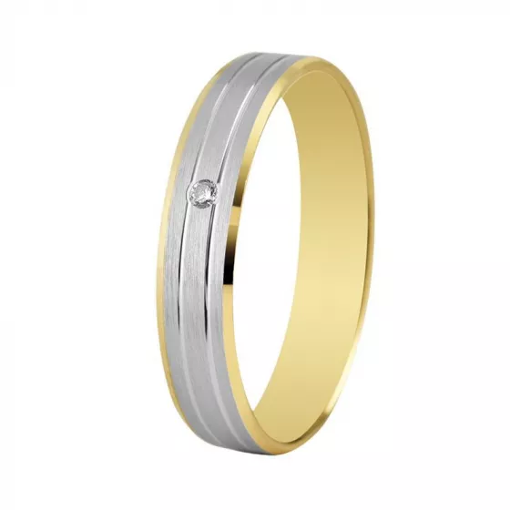 Verighete Insieme cu diamant, din aur alb si aur galben de 18K