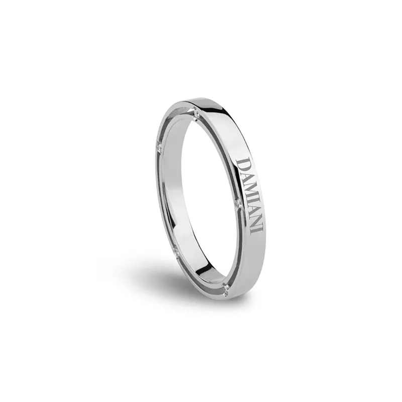 Verighete Damiani D.Side cu diamante, din aur alb de 18K