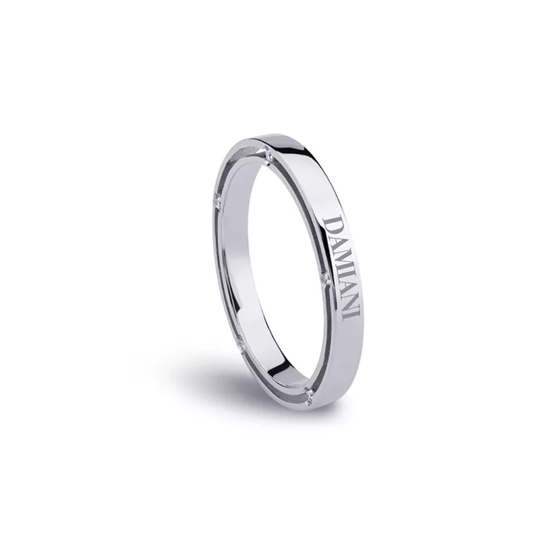 Verighete Damiani D.Side cu diamante, din aur alb de 18K
