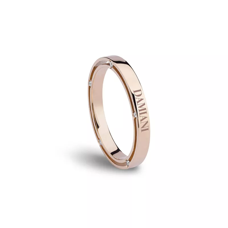 Verighete Damiani D.Side cu diamante, din aur roz de 18K