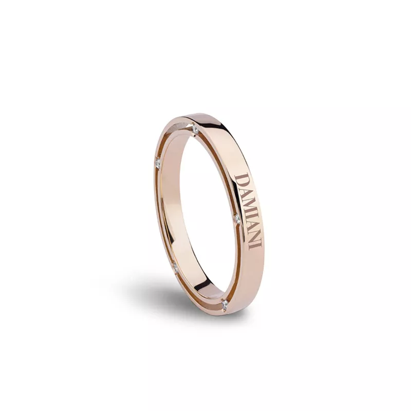 Verighete Damiani D.Side cu diamante, din aur roz de 18K