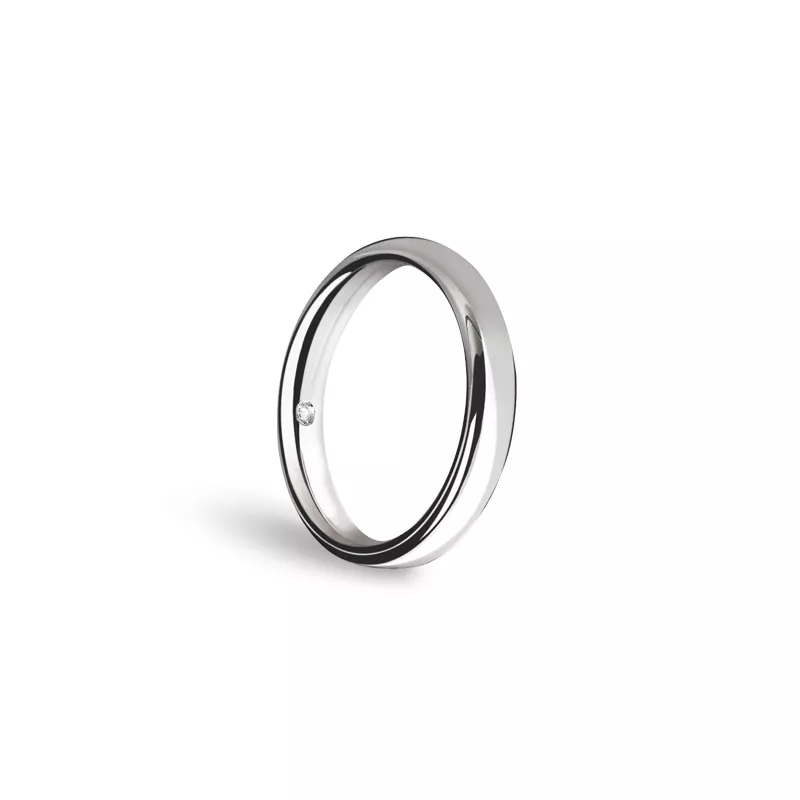 Verighete Damiani Veramore cu diamant, din aur alb de 18K