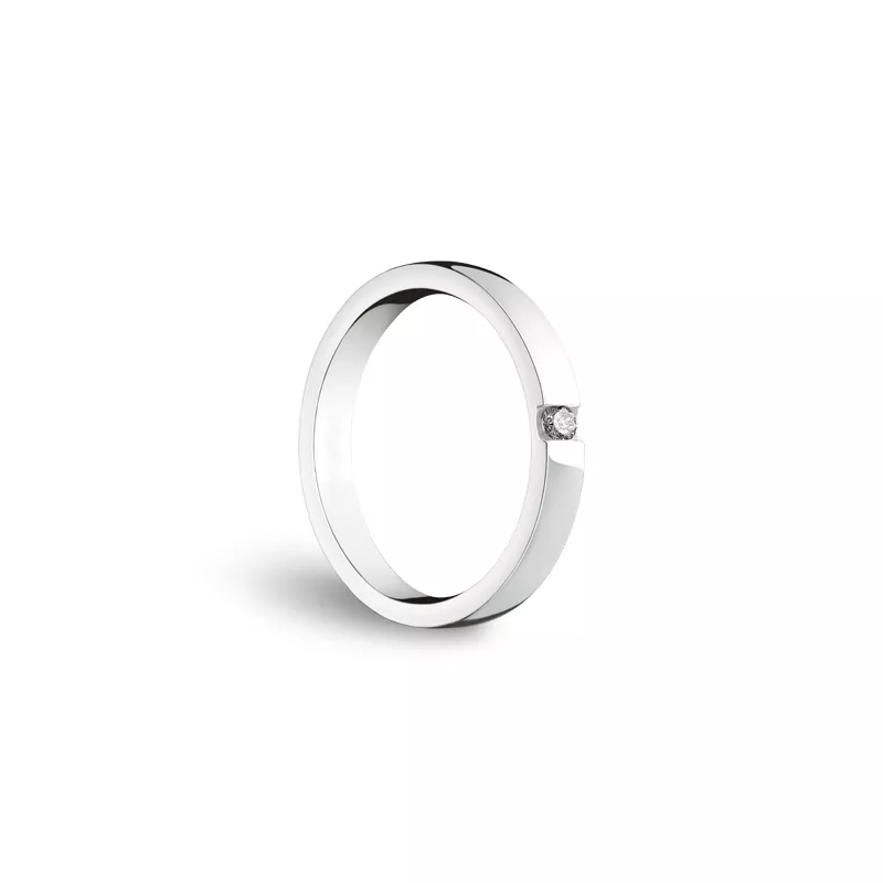 Verighete Damiani Veramore cu diamant, din aur alb de 18K