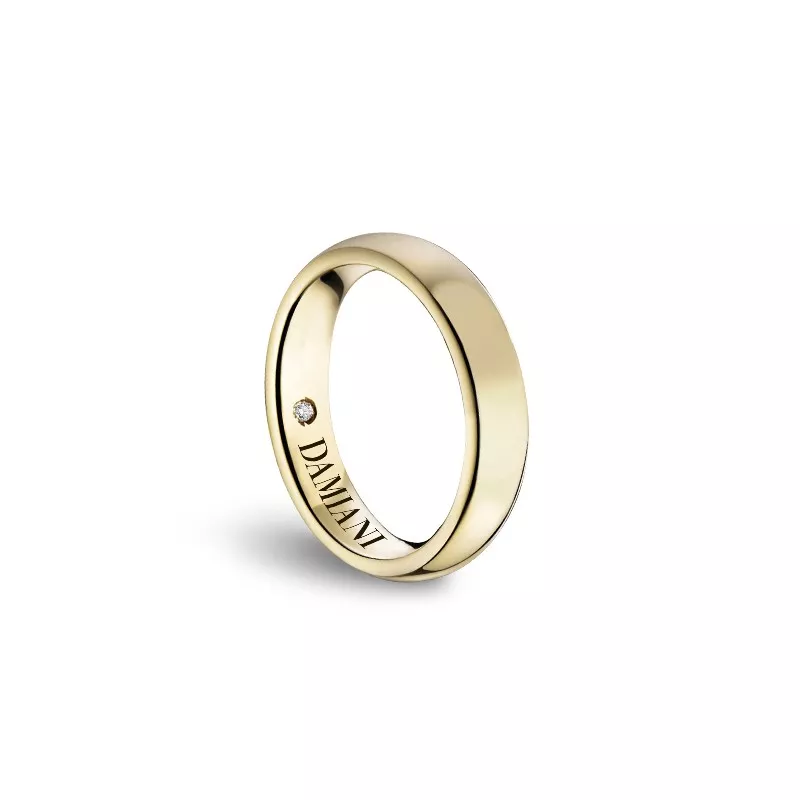 Verighete Damiani Veramore cu diamant, din aur galben de 18K