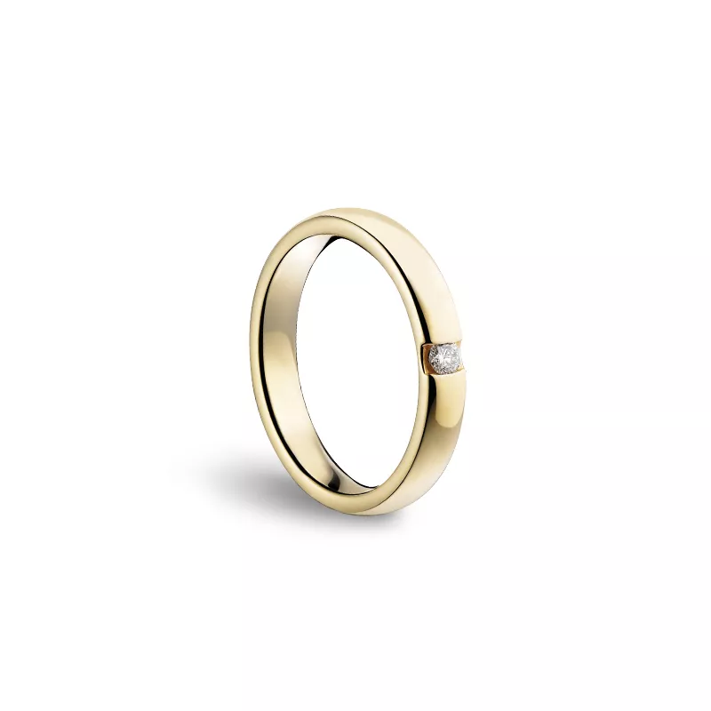 Verighete Damiani Veramore cu diamant, din aur galben de 18K