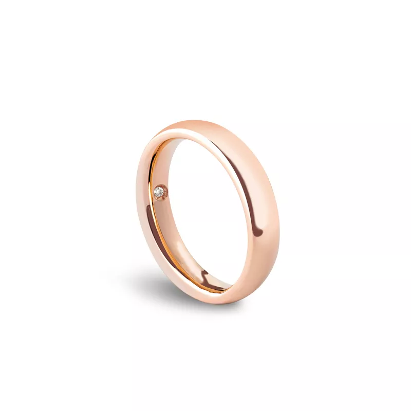 Verighete Damiani Veramore cu diamant, din aur roz de 18K