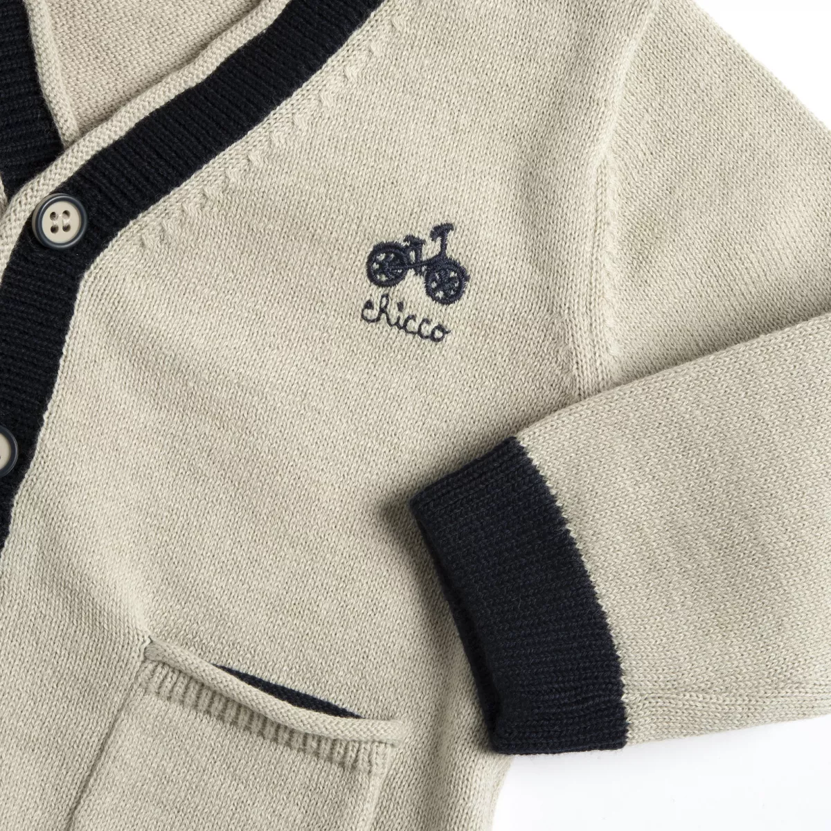 Cardigan copii Chicco tricotat, Bej Cu Model, 05850-66MFCO, 74