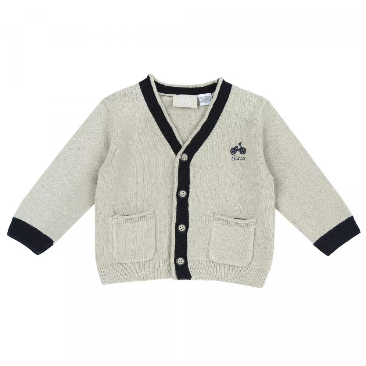 Cardigan copii Chicco tricotat, Bej Cu Model, 05850-66MFCO, 68