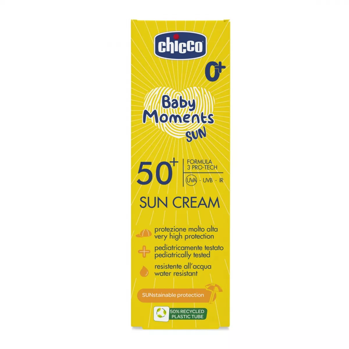 Crema protectie solara Chicco Baby Moments SPF 50+, 75 ml, 0 luni+