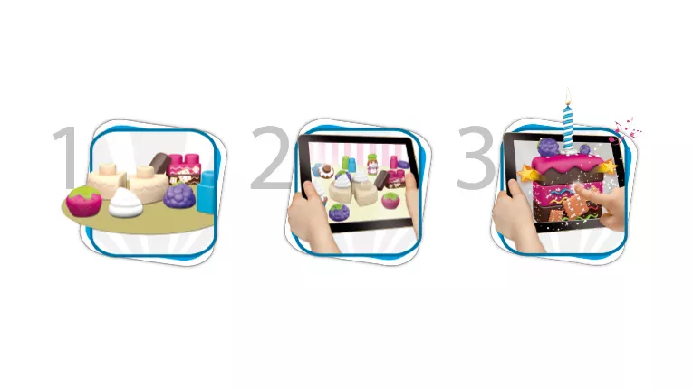 Jucarie Chicco App set 30 piese constructie 3D Micul Cofetar, 12luni+