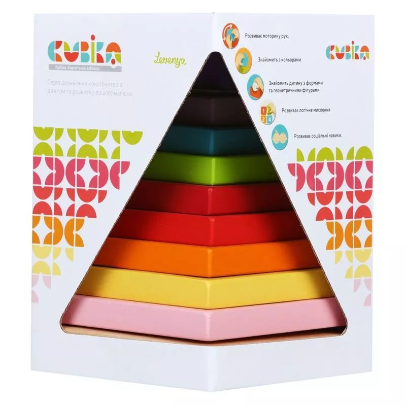 Jucarie din lemn Cubika Piramida culorilor, 18luni+