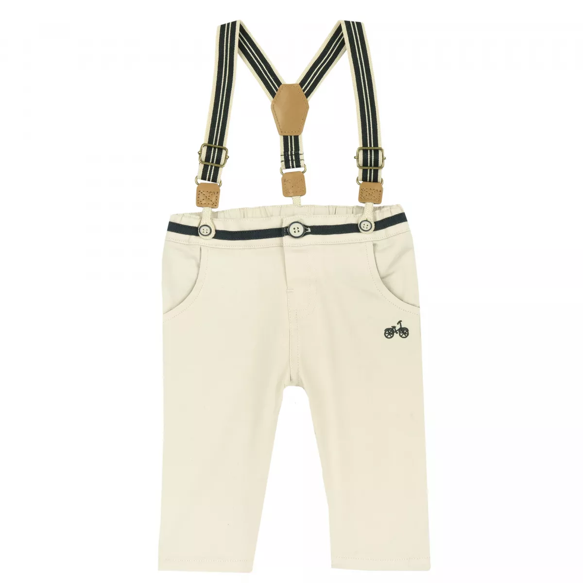Pantaloni copii Chicco din satin, Bej Cu Model, 24223-66MFCO, 68